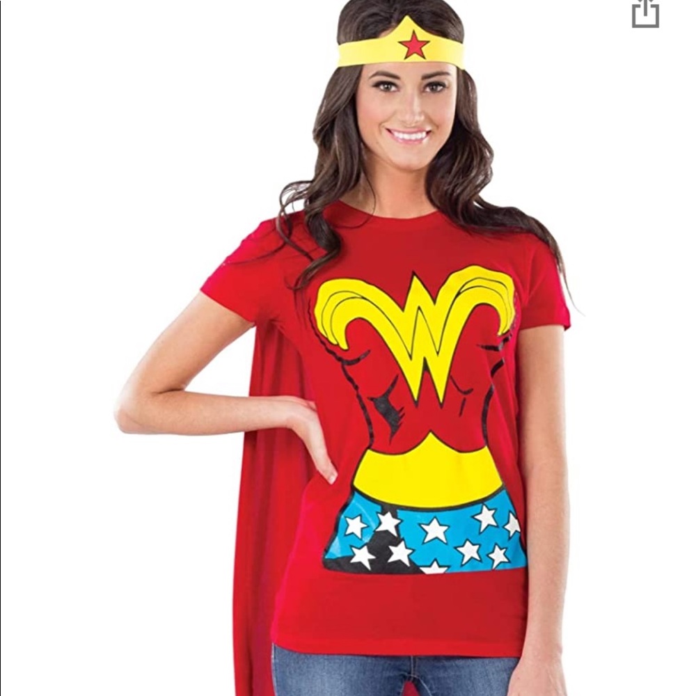Wonder Woman Tshirt with Cape and headband - Small
